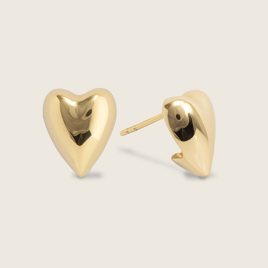 Gold Aurora Heart Stud Earrings