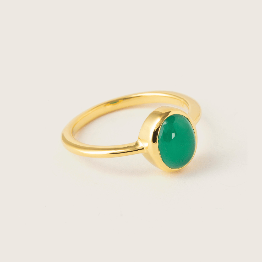Gold Luna Green Onyx Ring