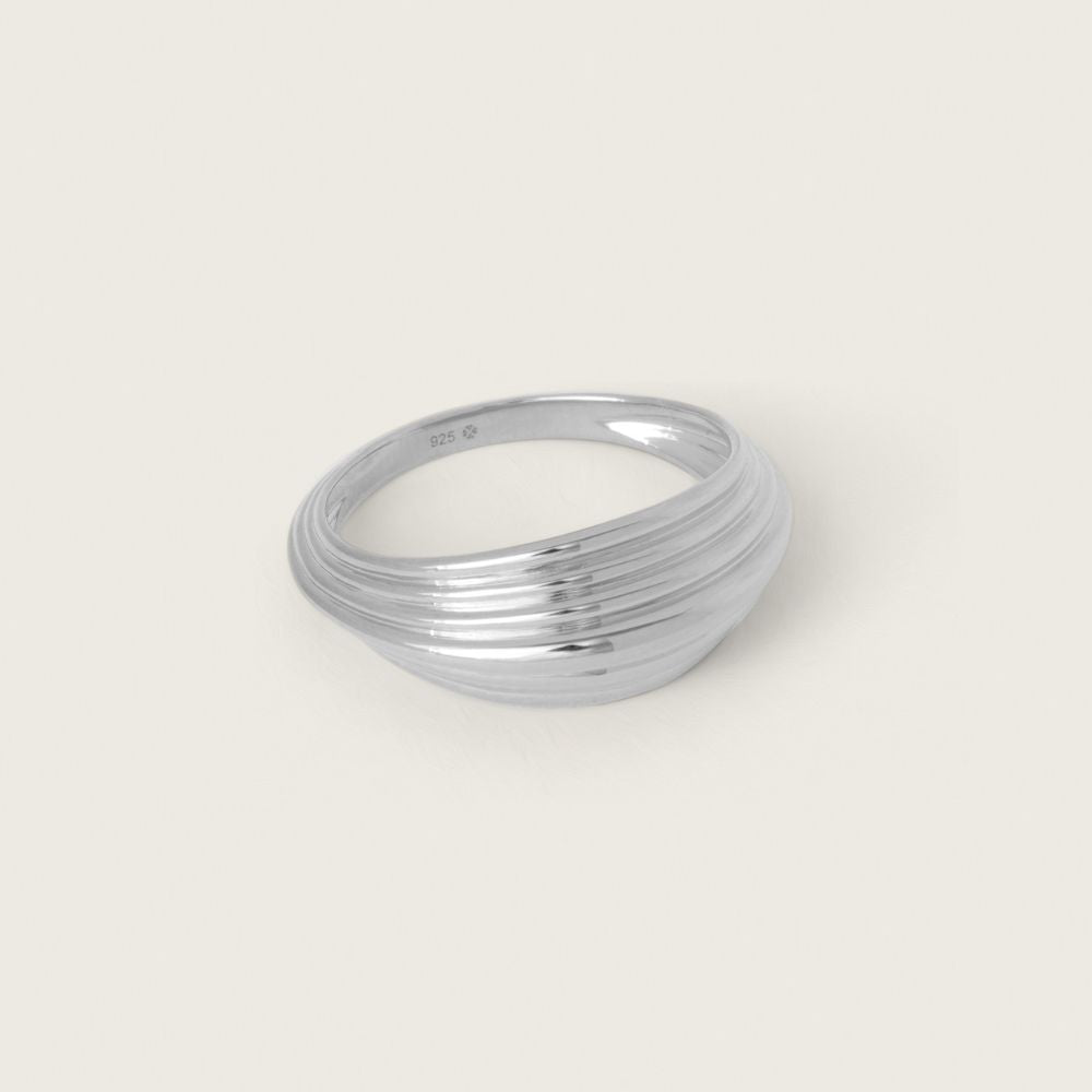 Silver Ridged Dome Ring