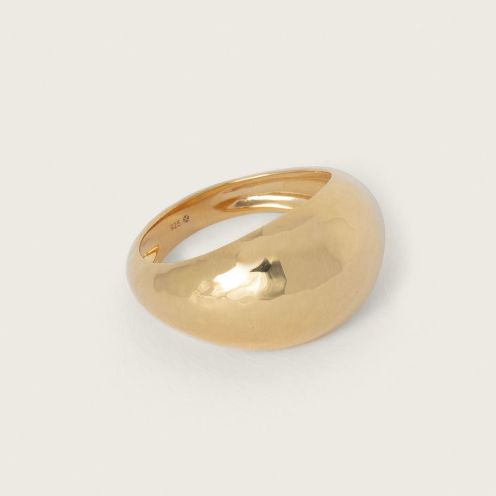Gold Maxi Hammered Dome Ring