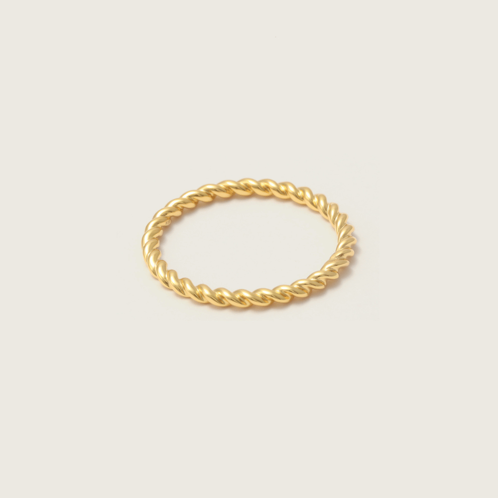 Gold Mini Enlaced Rope Stacking Ring