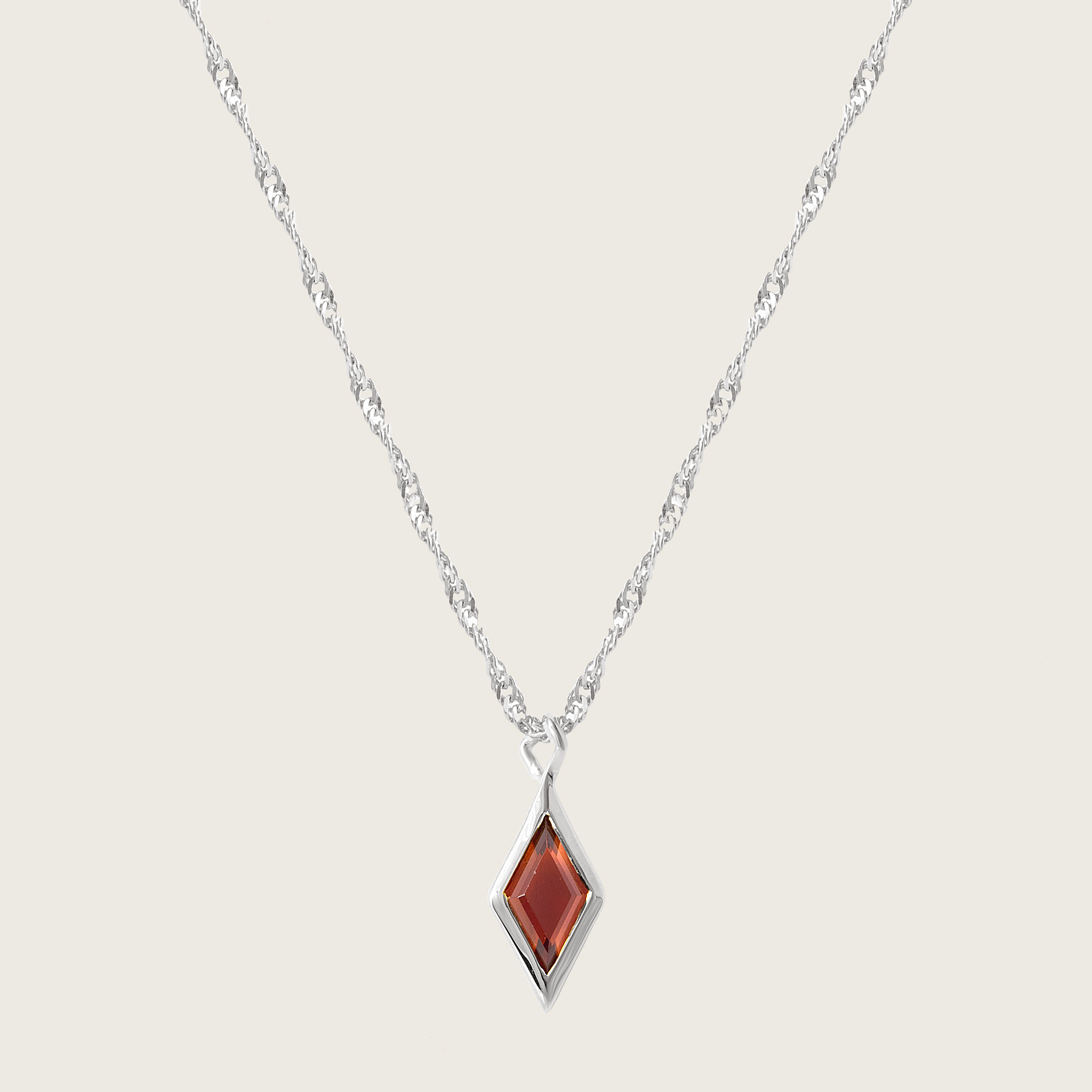 Silver Ethereal Garnet January Birthstone Pendant Necklace