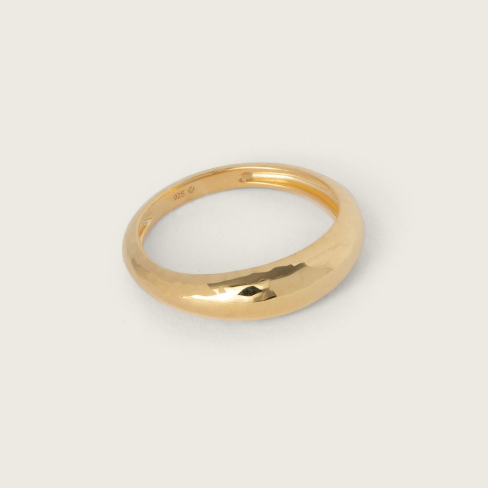 Gold Mini Hammered Dome Ring
