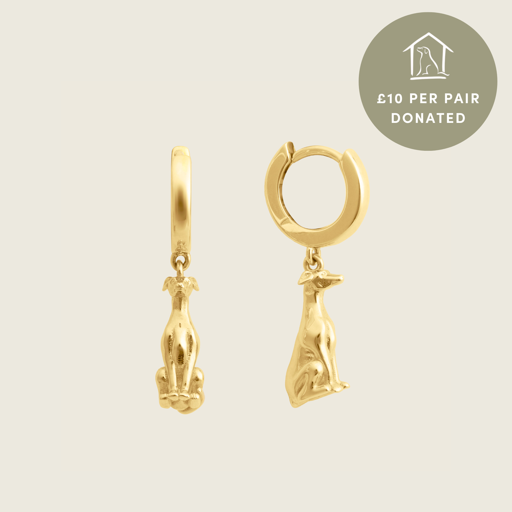 Gold Worried Whippet x Milly Grace Charm Huggie Earrings