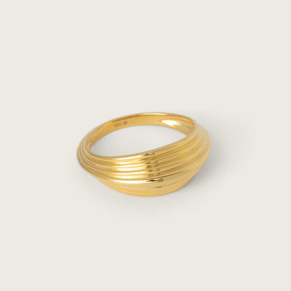 Gold Ridged Dome Ring