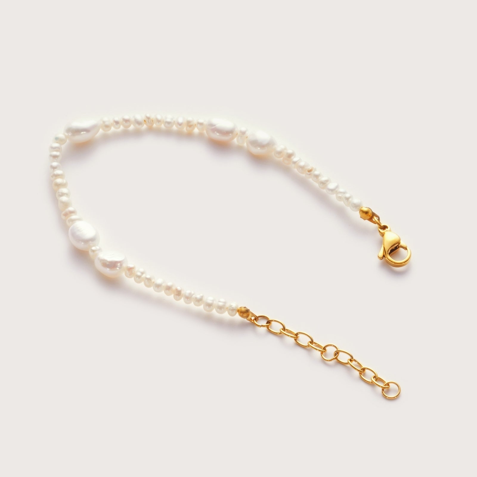 Gold Pearl Bracelet on wrist