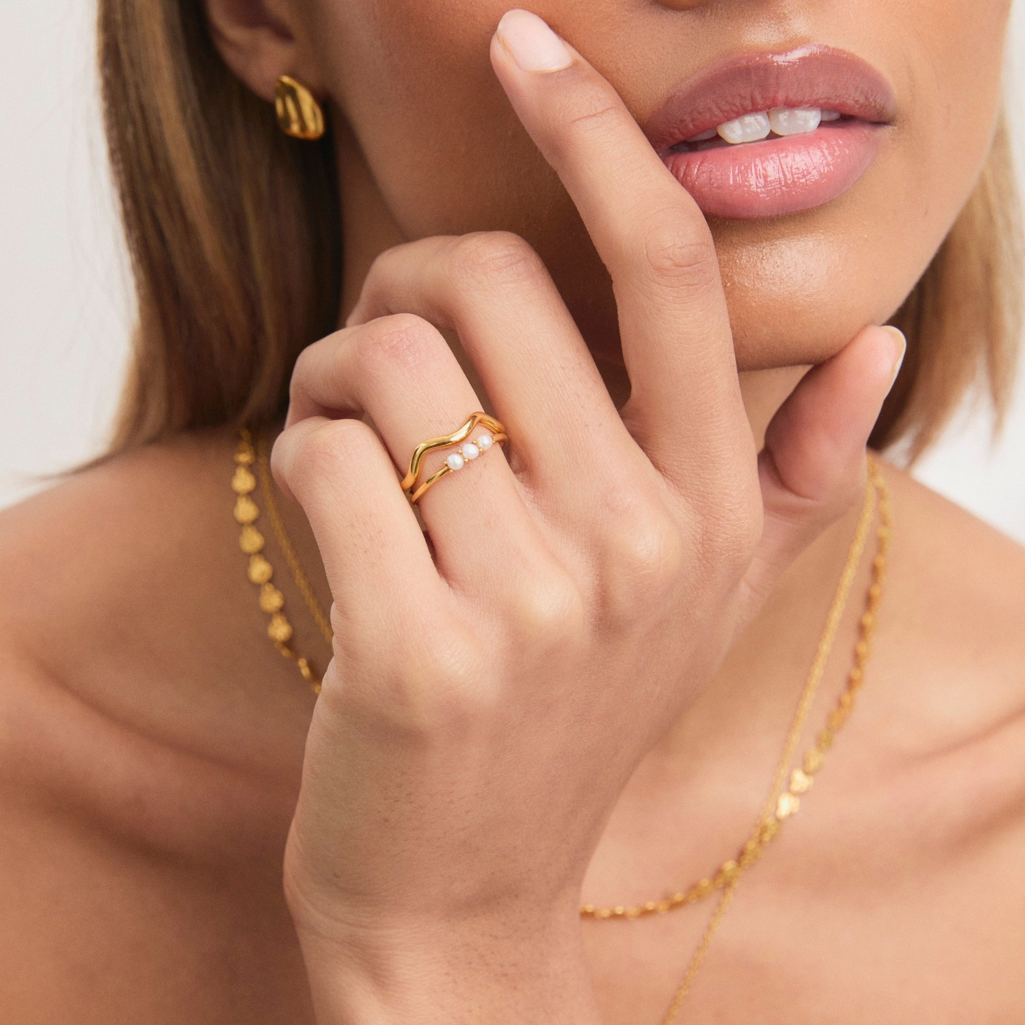 Gold Pearl Ring