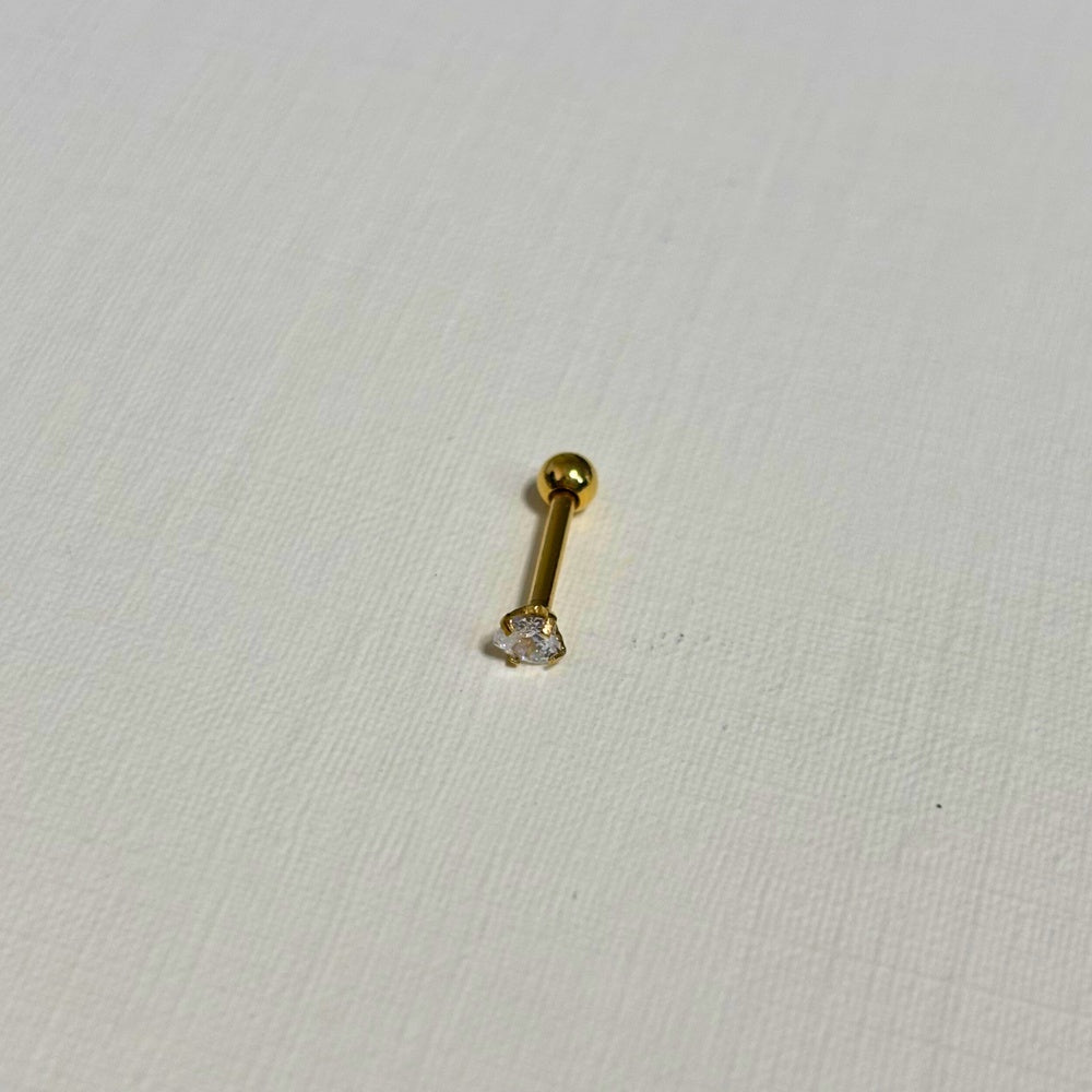 Sample Sale Gold Single Heart Gem Barbell (Waterproof)