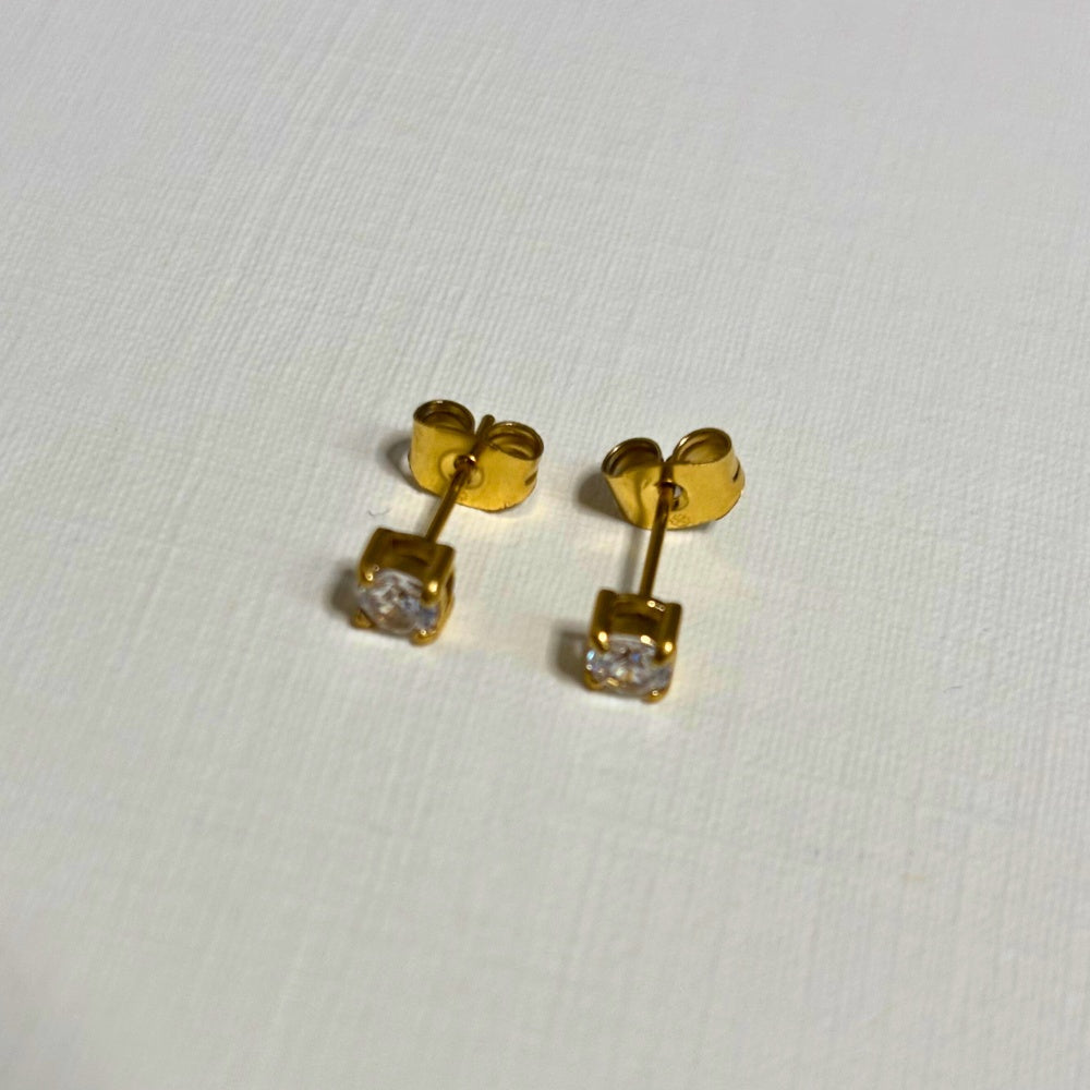 Sample Sale Gold Crystal Studs (Waterproof)