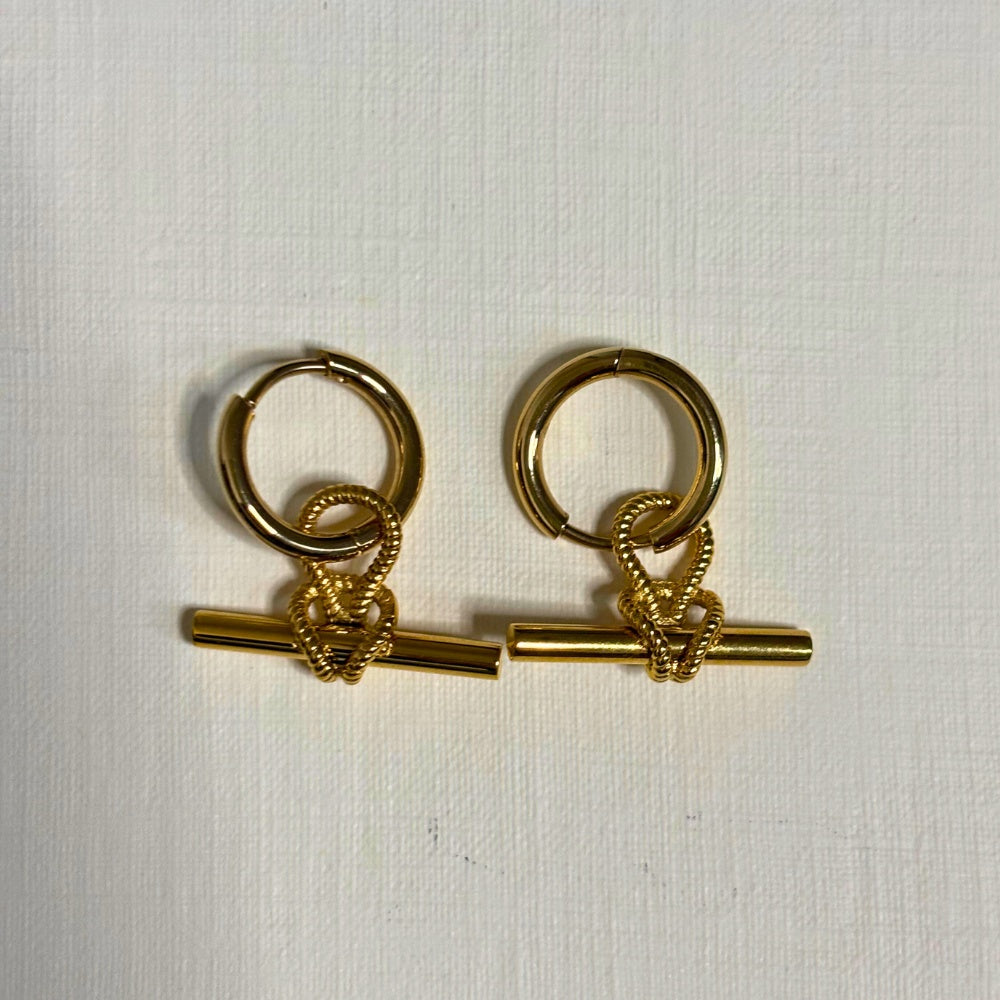 Sample Sale Gold T-Bar Charm Huggies (Waterproof)