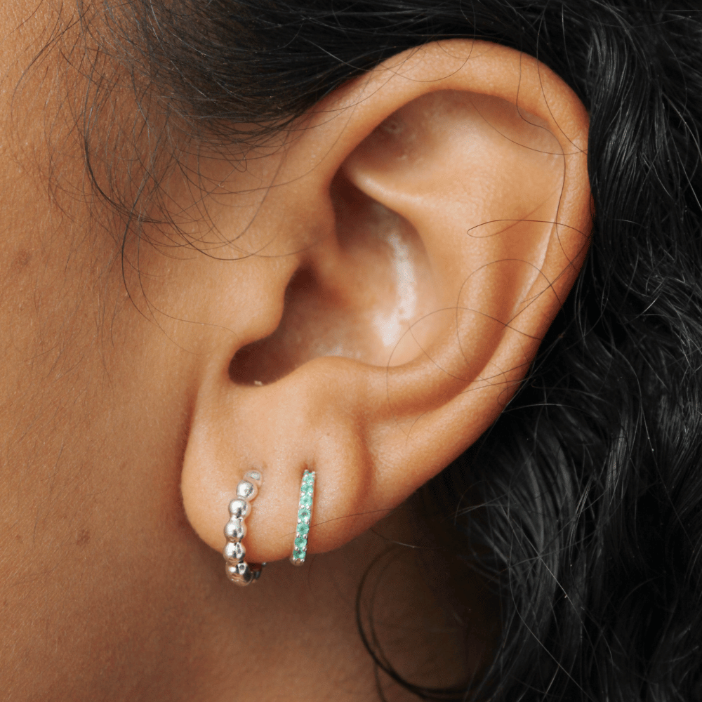 Silver Bobble Huggie Earrings