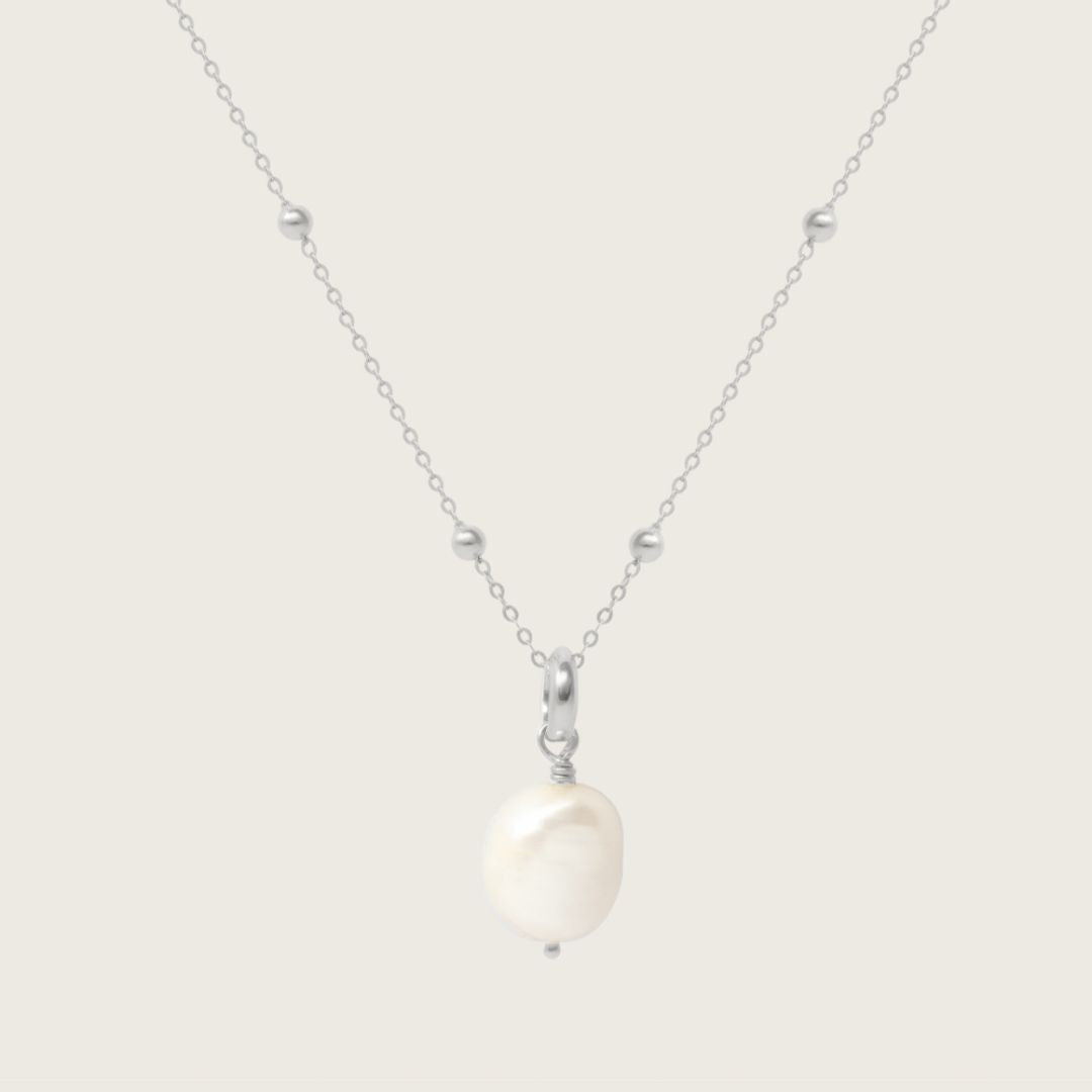 Silver Baroque Pearl Pendant Necklace