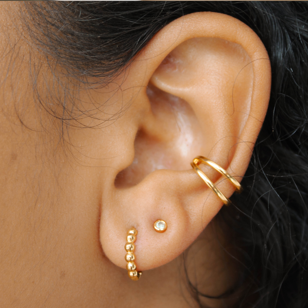 Gold Bobble Huggie Earrings