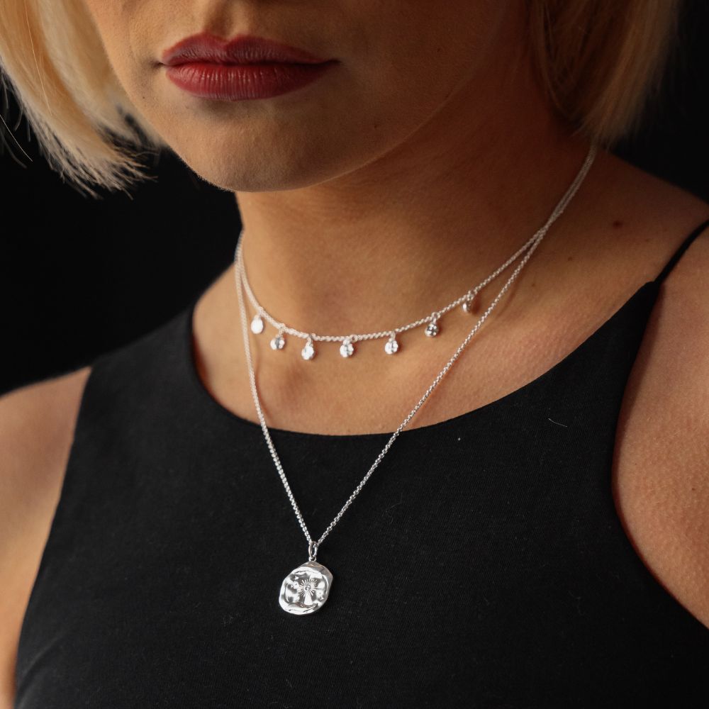 Silver Mystic Hands Necklace Layering Set
