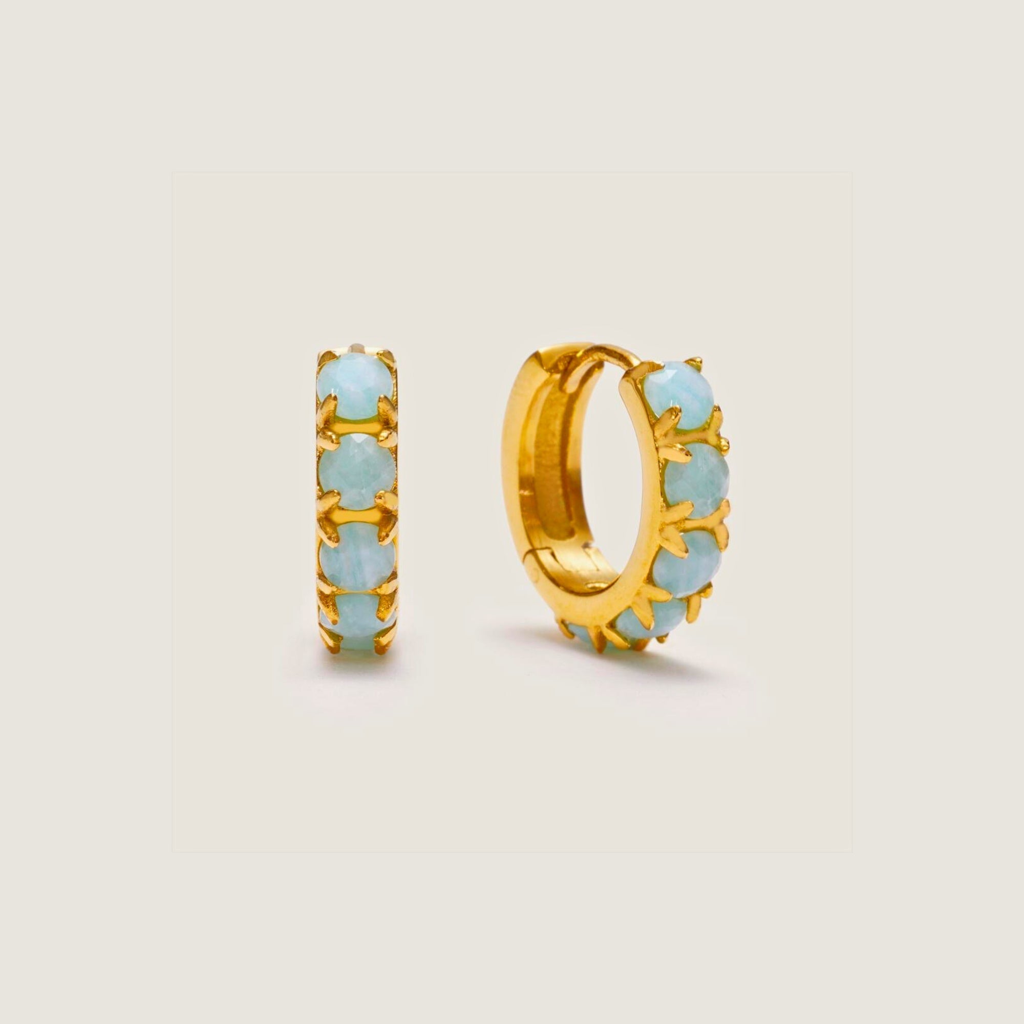Gold Amazonite Huggies