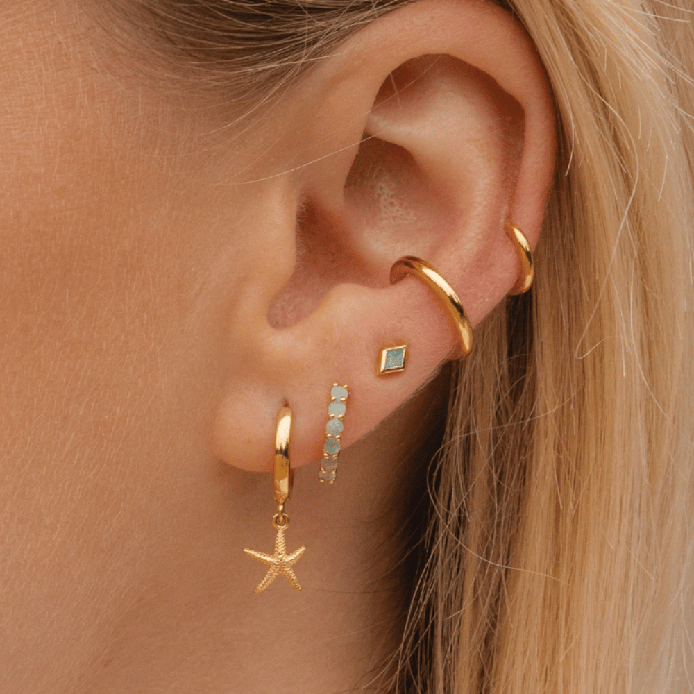 Gold Starfish Huggie Earrings