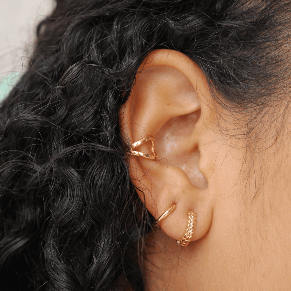Gold Woven Huggie Earrings