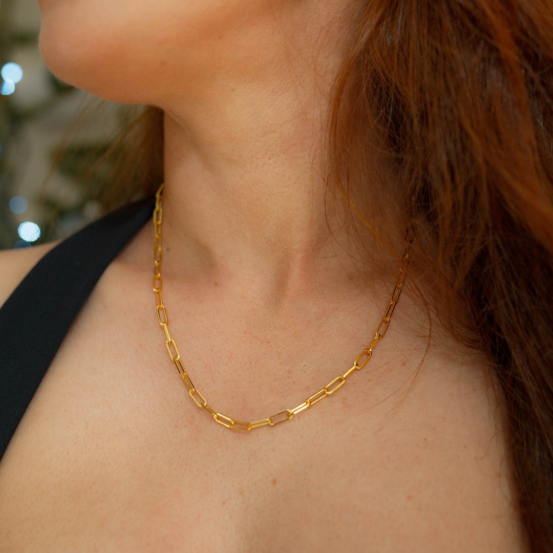 Gold Paperclip Chain Necklace