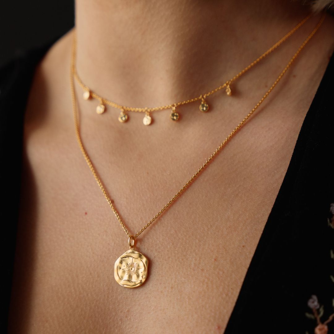 Gold Mystic Hands Pendant Necklace