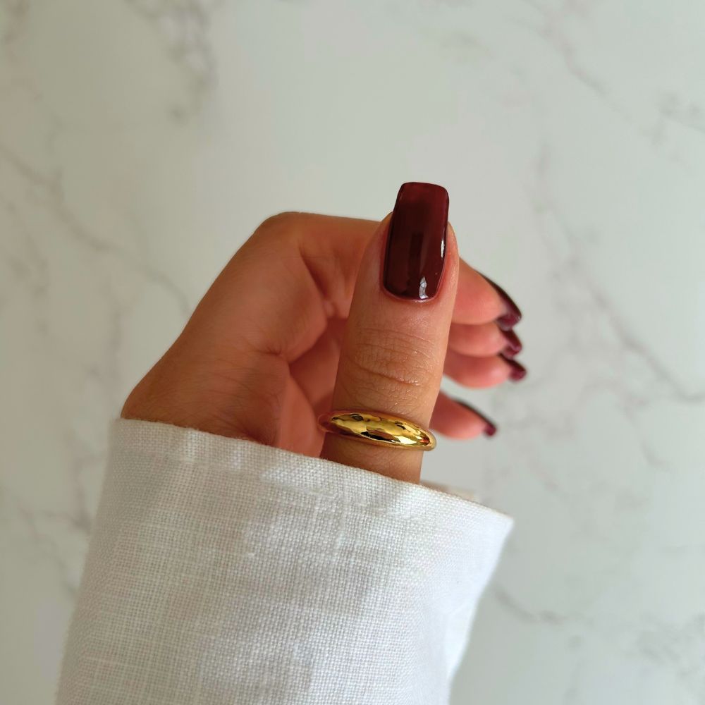 Gold Mini Hammered Dome Ring