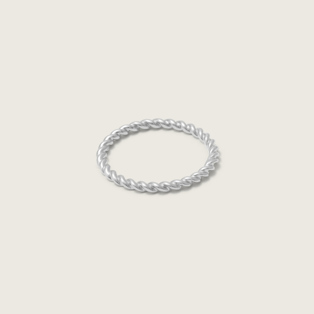 Silver Mini Enlaced Rope Stacking Ring