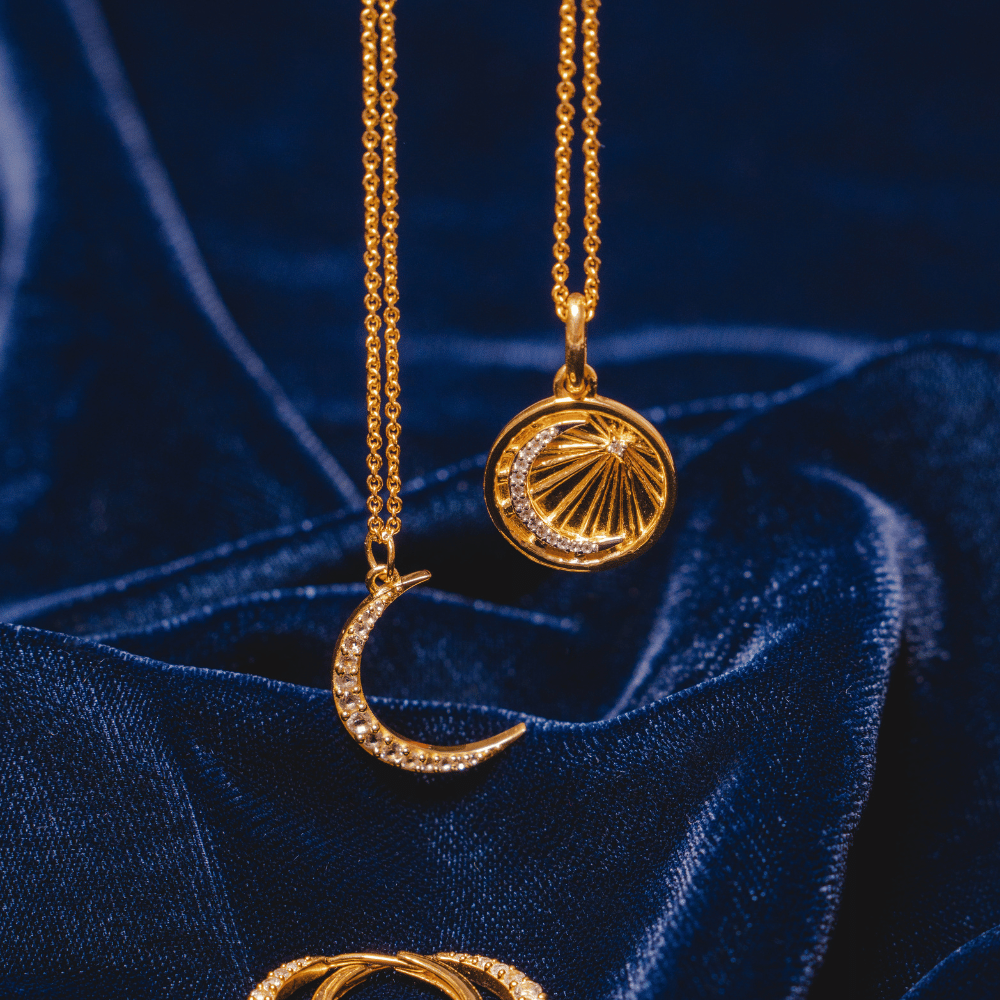 Gold Celestial Pendant Moon Pendant Necklace