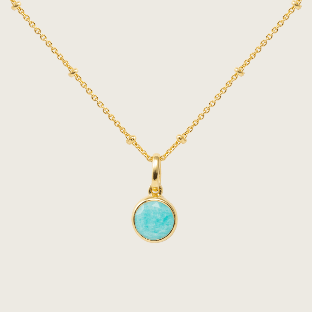 Gold Amazonite Pendant Necklace