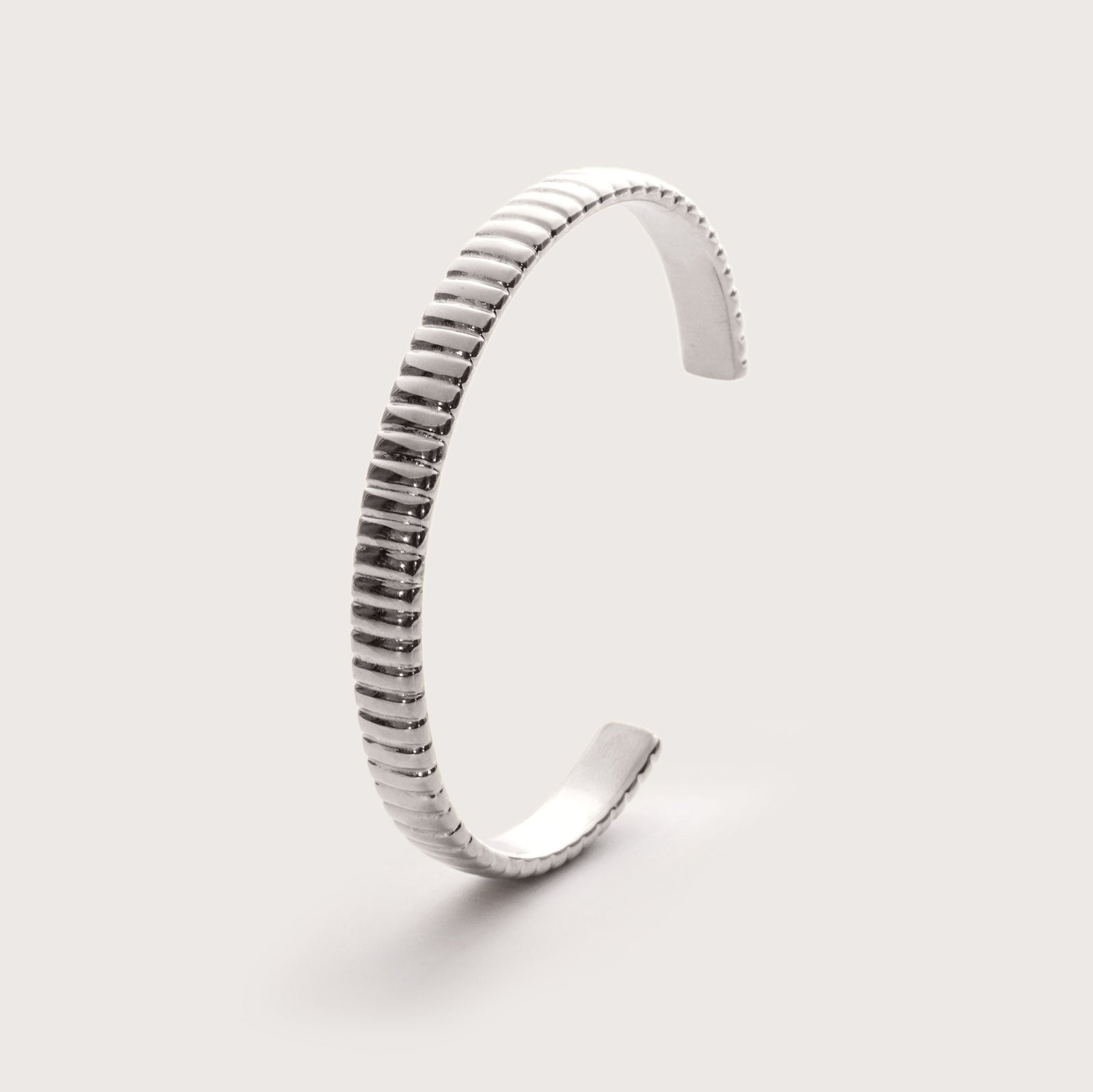 Silver Ridged Bangle – waterproof textured silver bangle