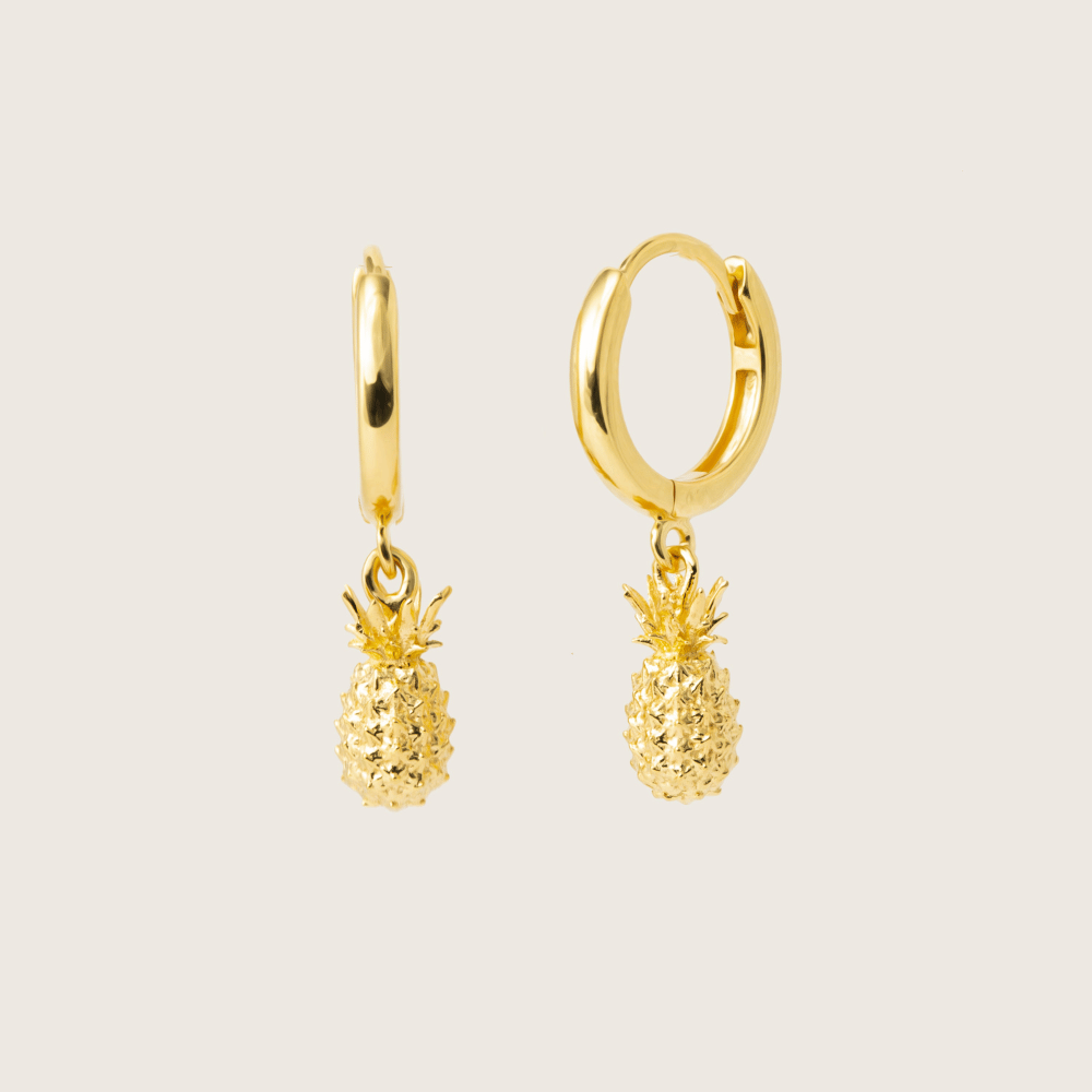 Gold Pineapple Huggie Earrings