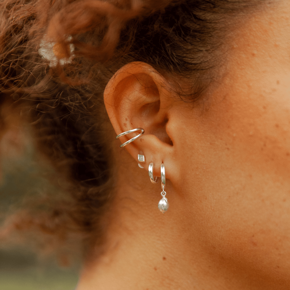 Silver Lemon Huggie Earrings