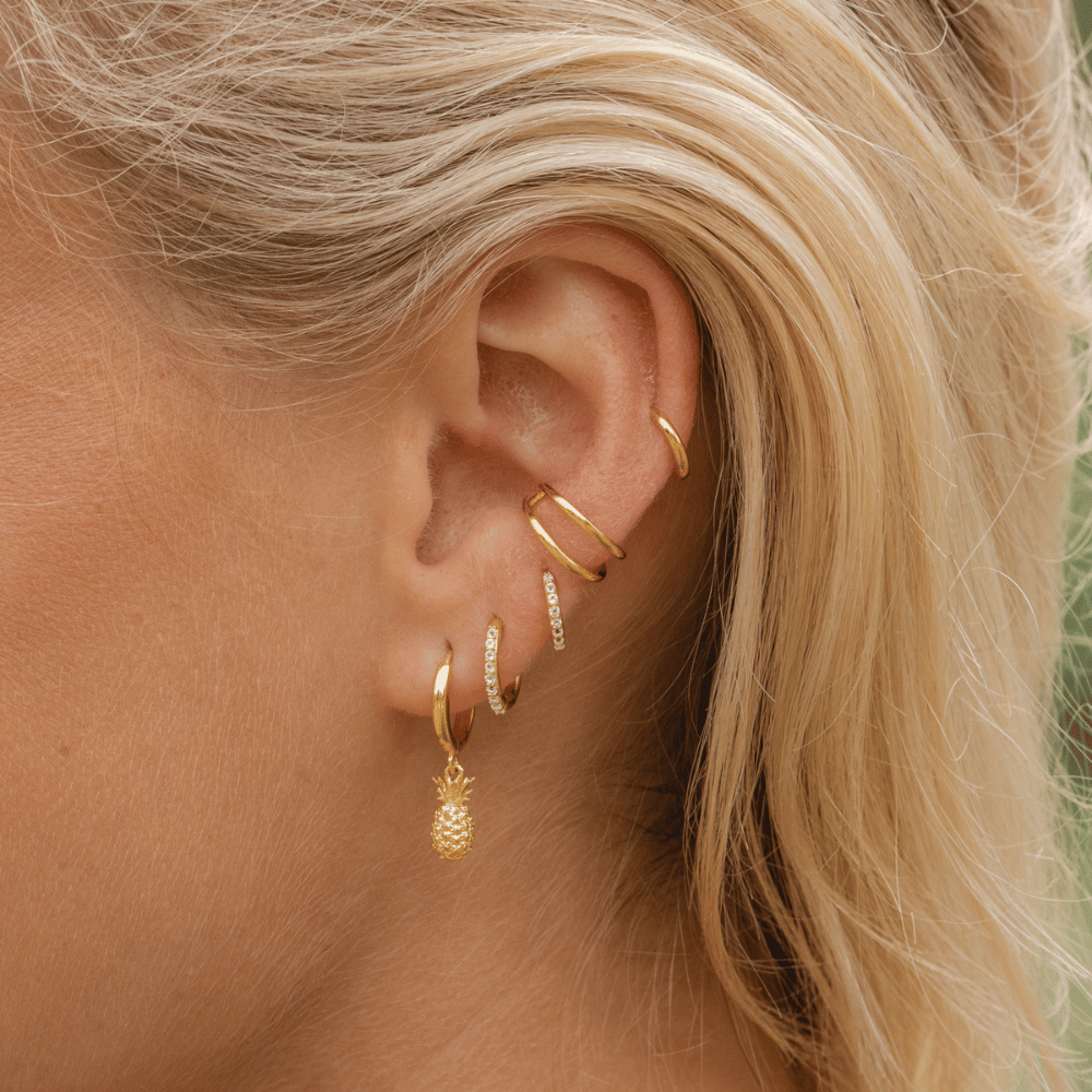 Gold Pineapple Huggie Earrings