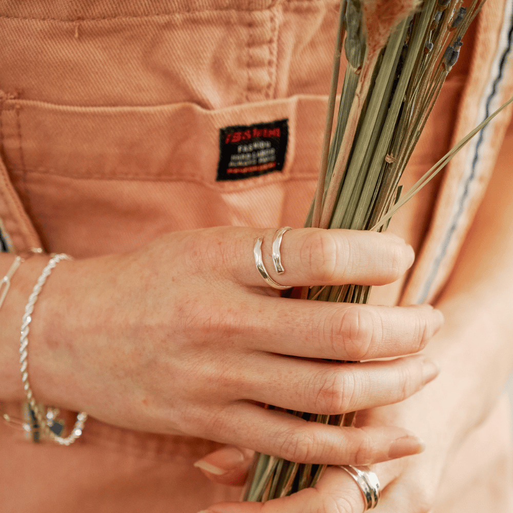 Silver Flux Adjustable Wrap Ring