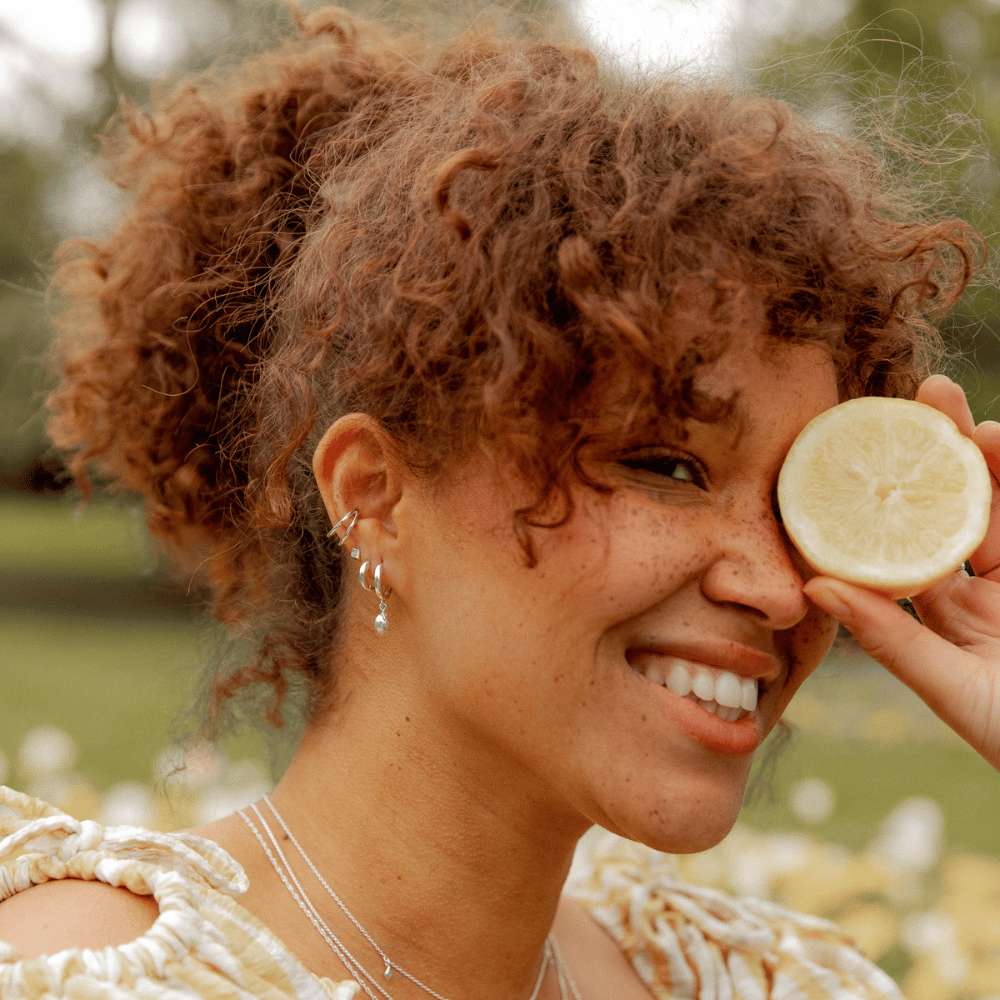 Silver Lemon Huggie Earrings