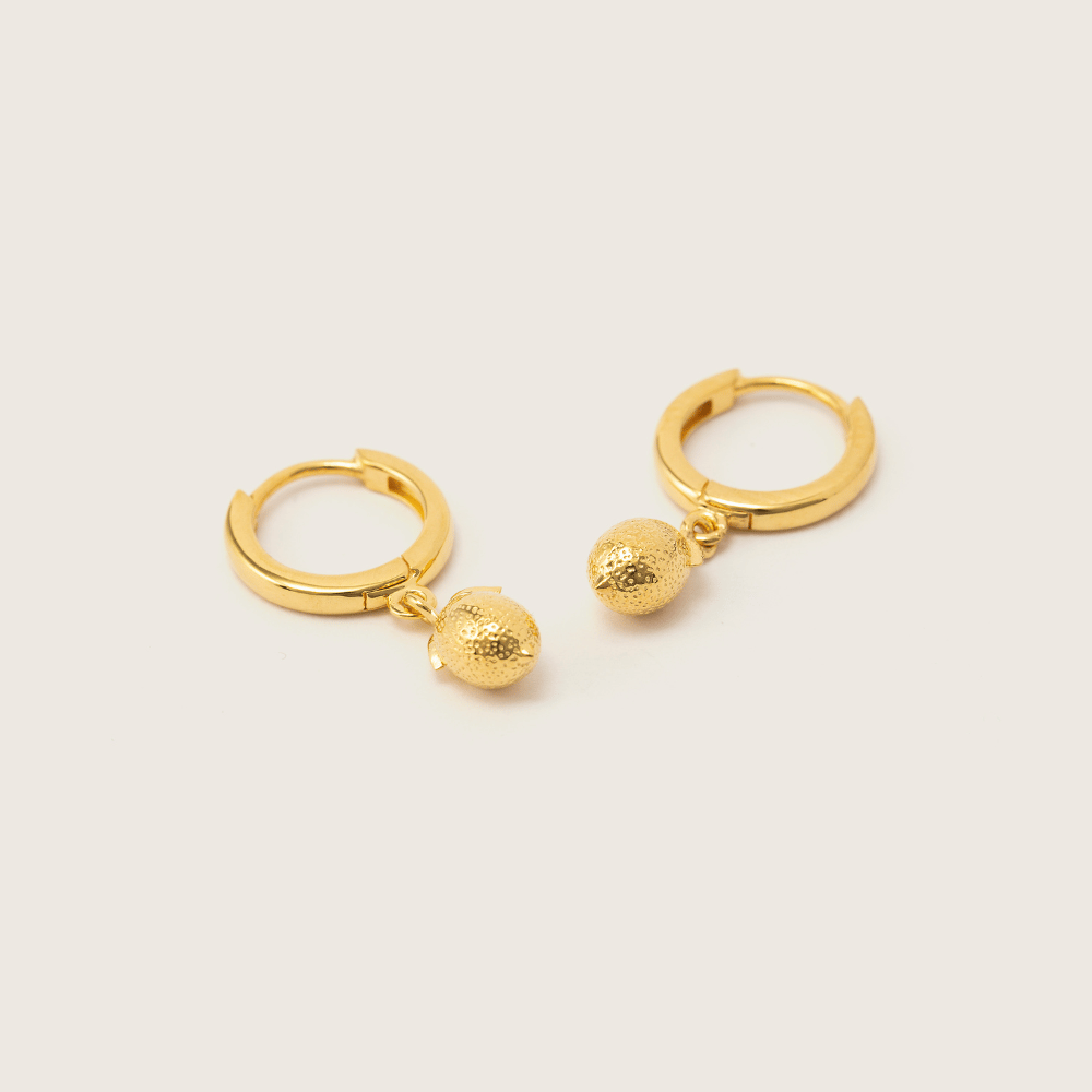 Gold Lemon Huggie Earrings