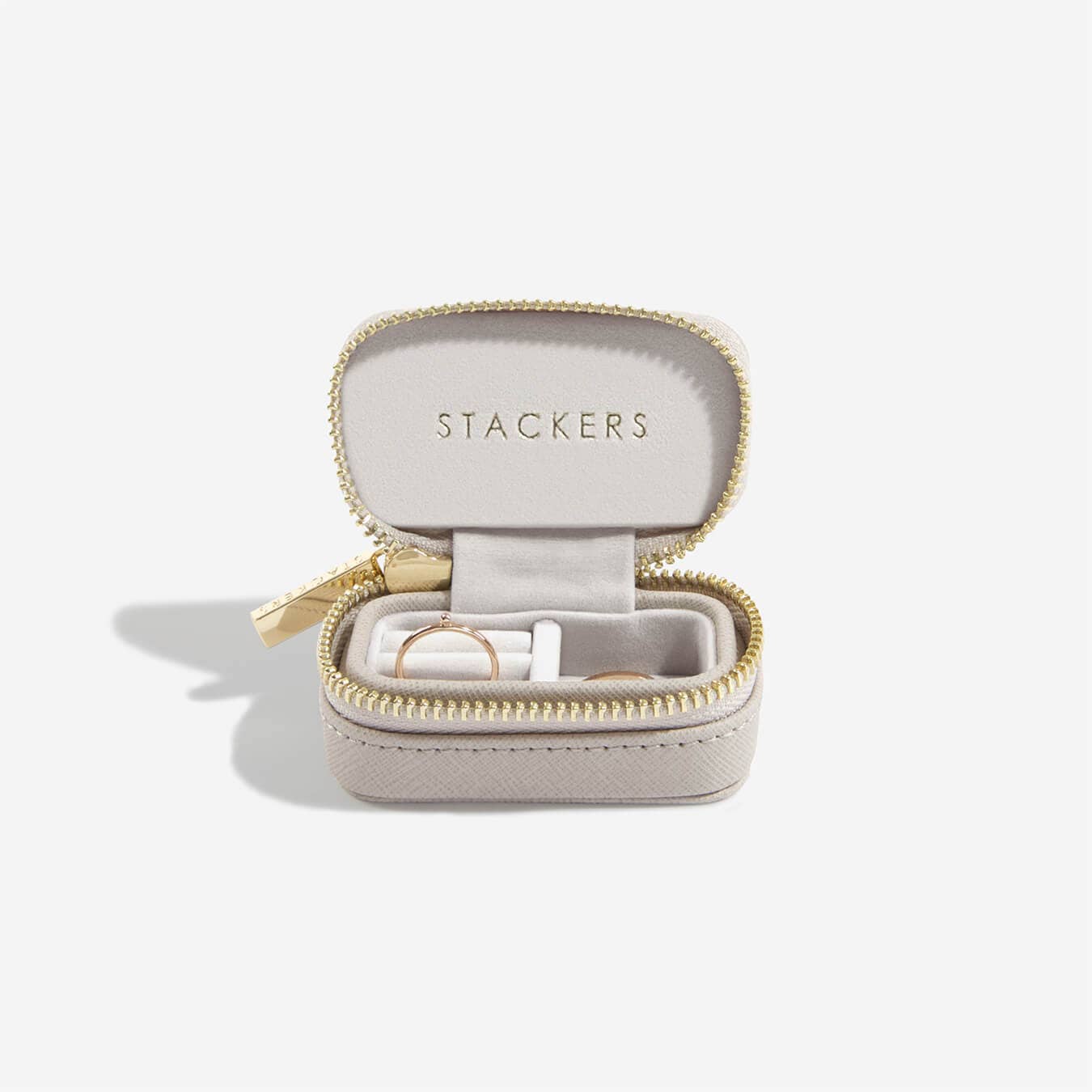 Taupe Petite Zipped Travel Jewellery Box