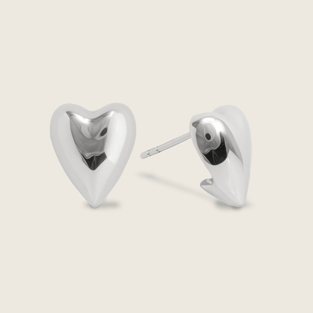 Silver Aurora Heart Stud Earrings