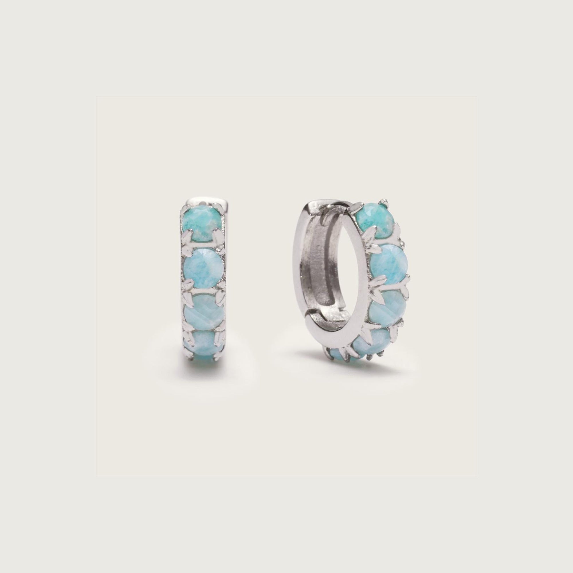 Silver Amazonite Huggies