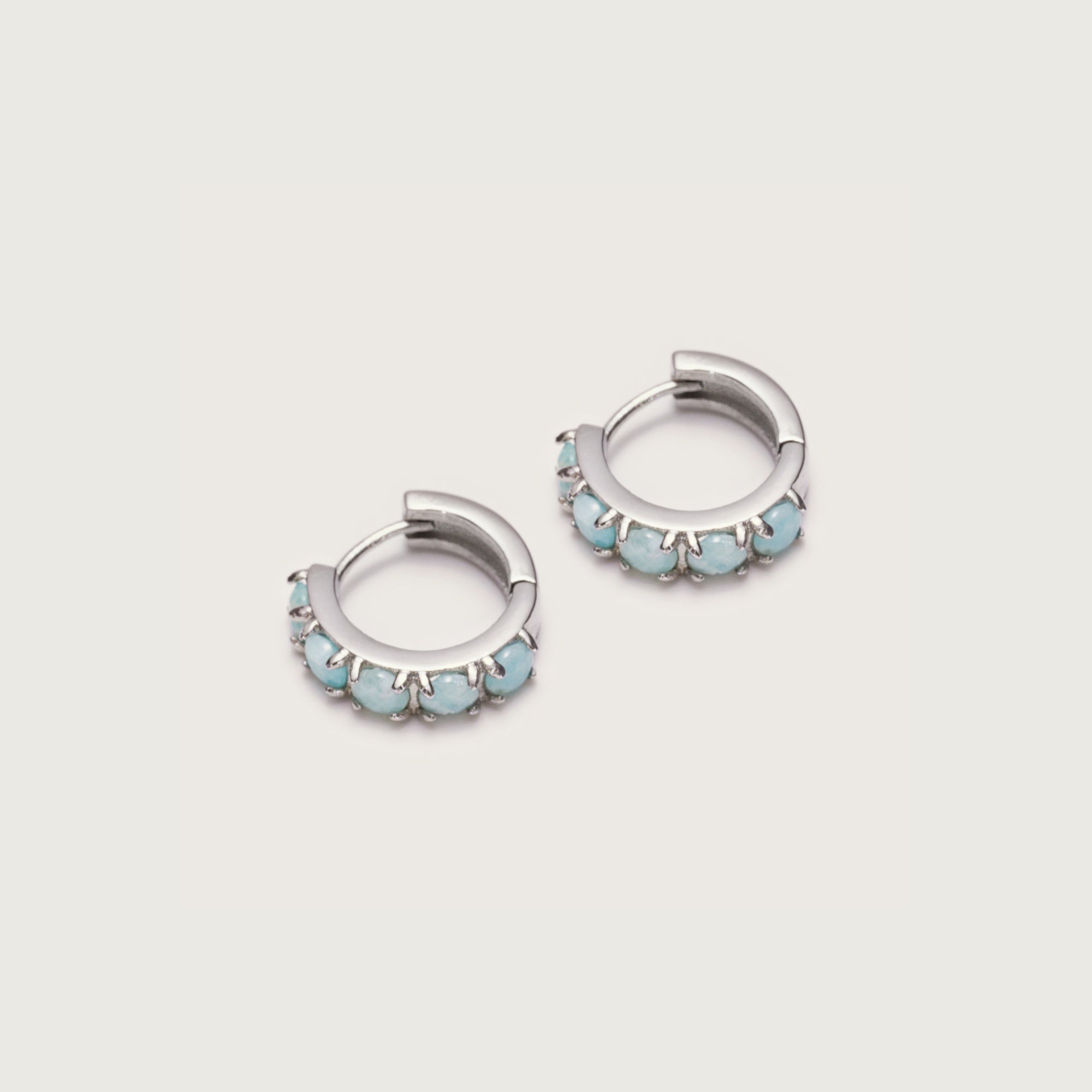 Silver Amazonite Huggies