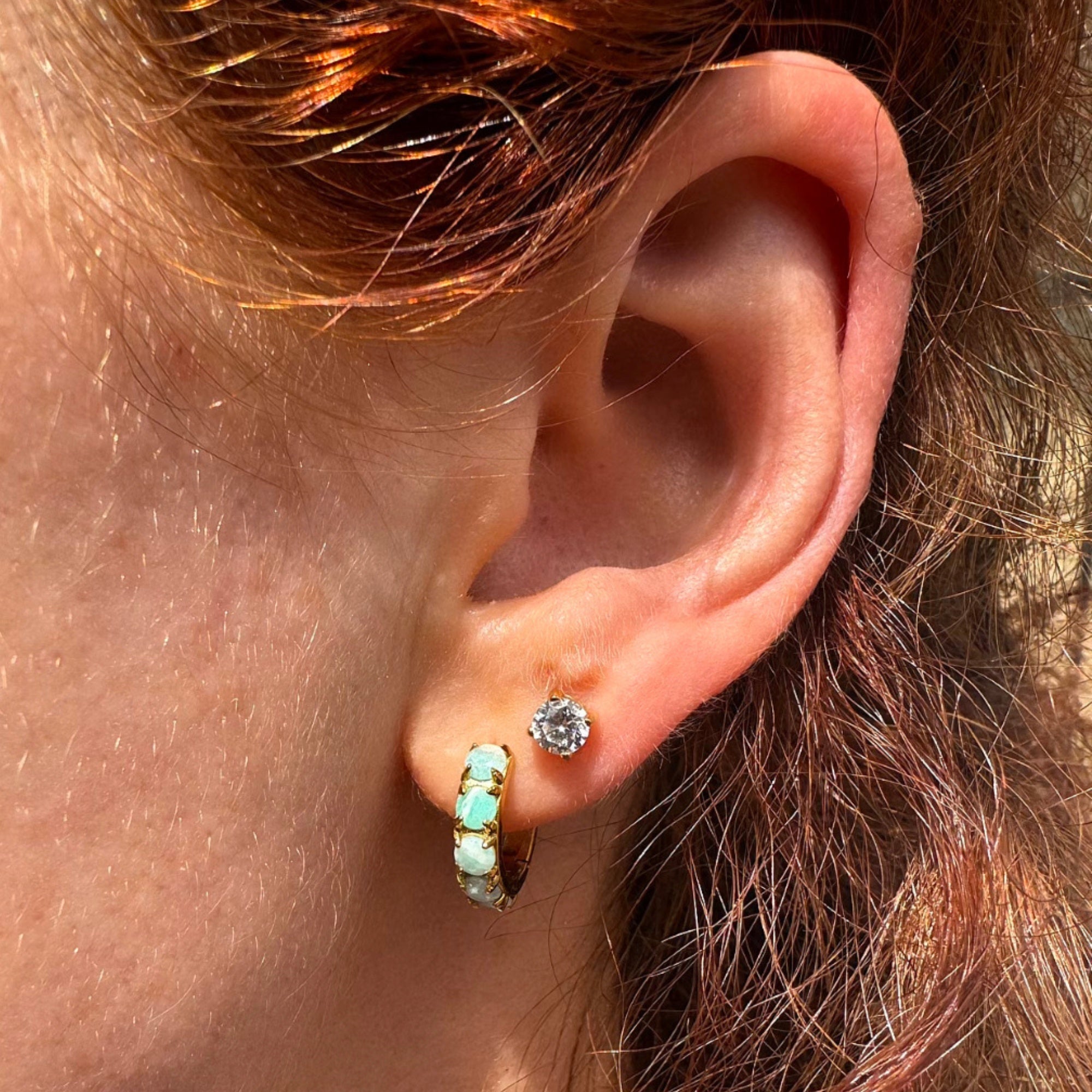 Gold Amazonite Huggies