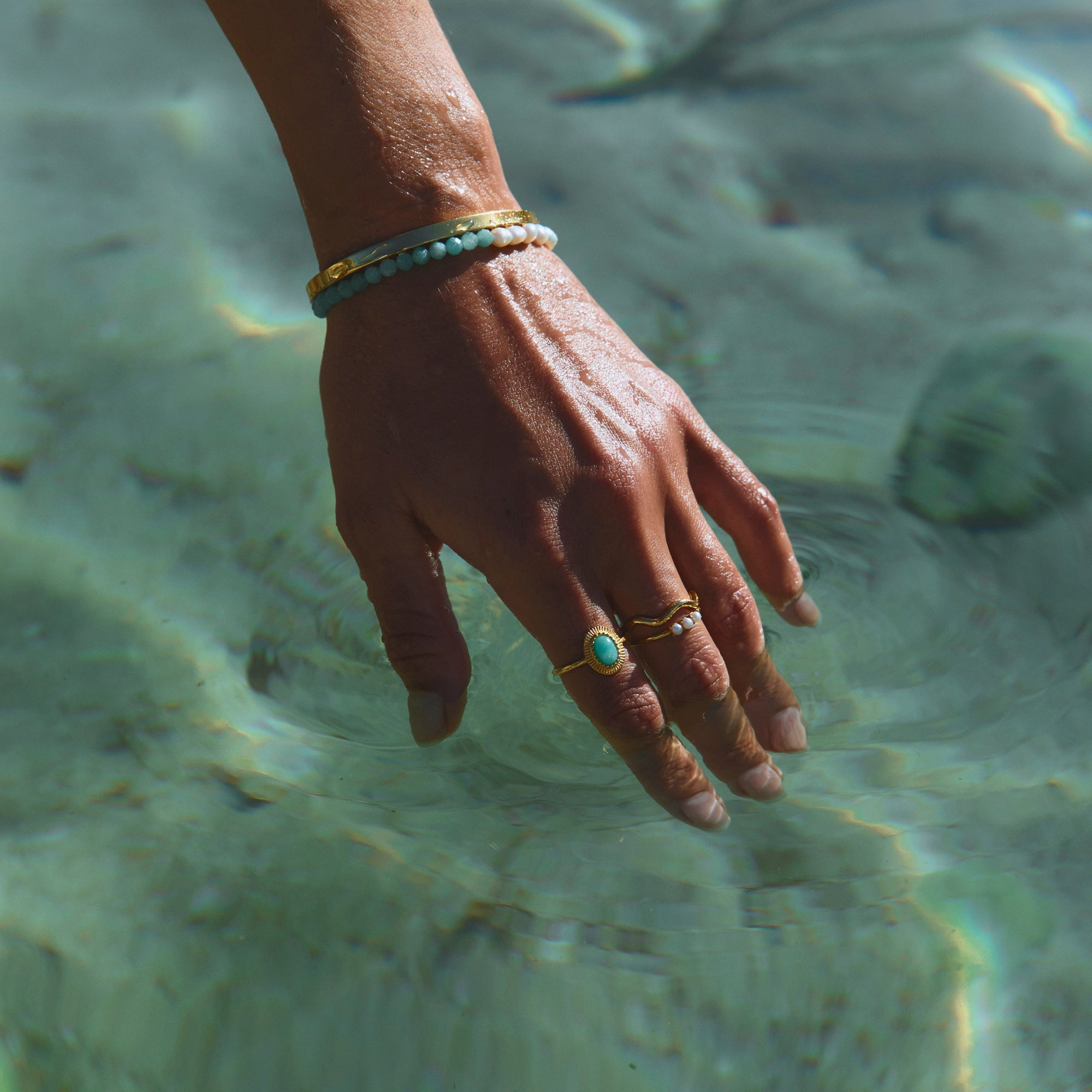 Gold Amazonite Ridged Ring