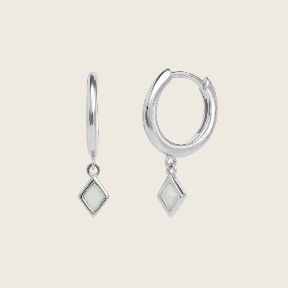 Silver Ethereal Amazonite Charm Huggie Earrings