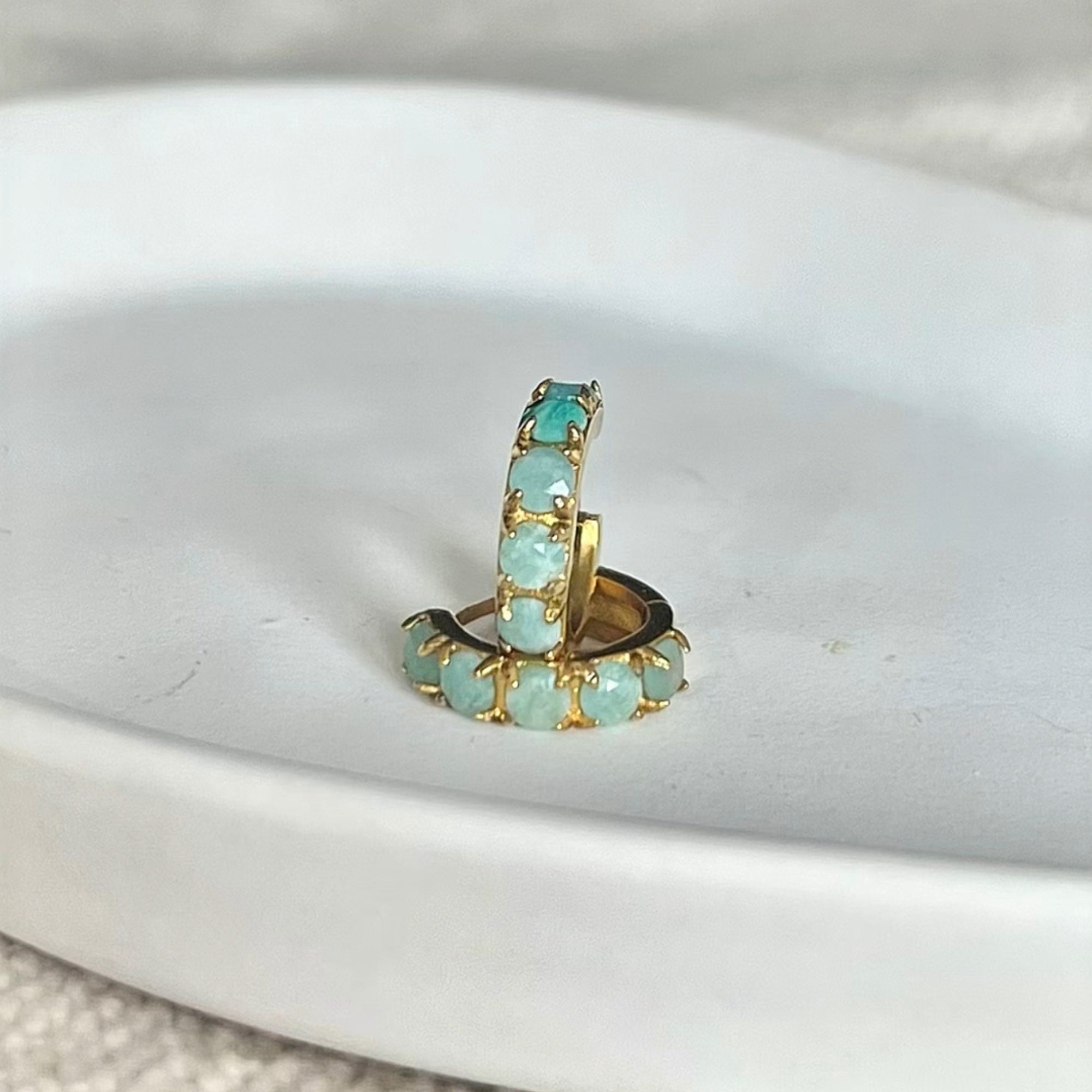 Gold Amazonite Huggies