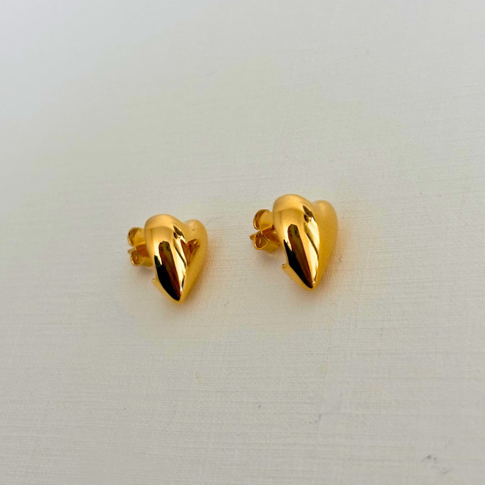 Sample Sale Gold Heart Studs (Sterling Silver)
