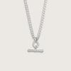 Silver Curb Chain T-Bar Necklace