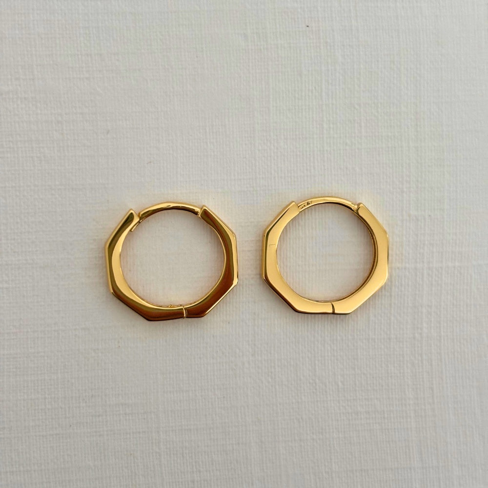 Sample Sale Gold Geometric Huggies (Sterling Silver)