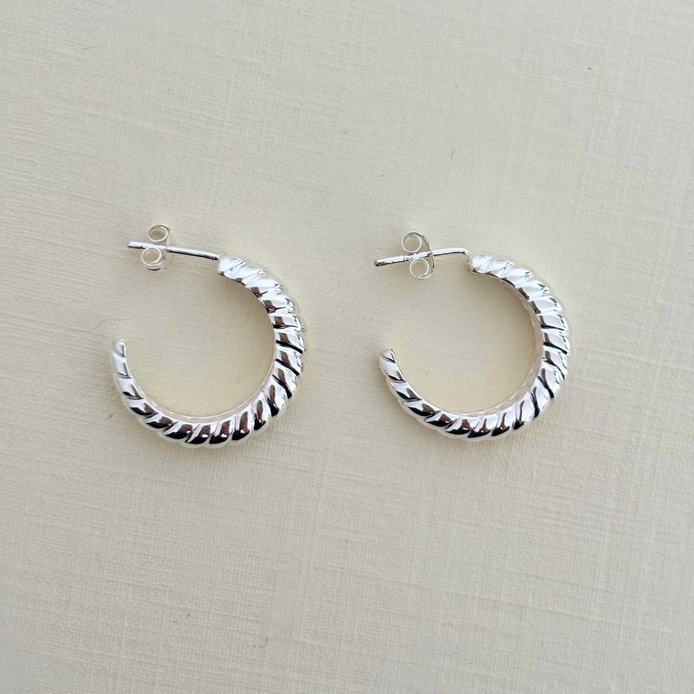 Sample Sale Silver Twisted Hoops