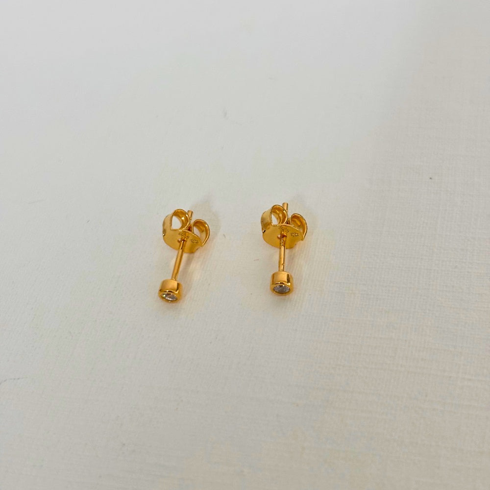 Sample Sale Gold Round Gemmed Studs (Sterling Silver)