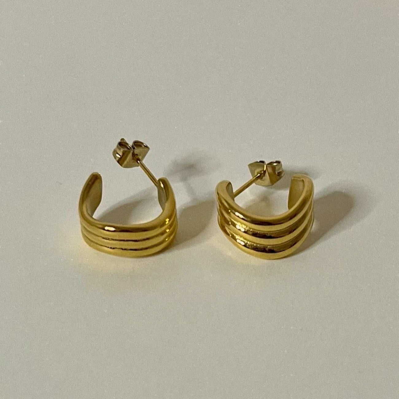 Sample Sale Gold Ridged Wave Hoops (Waterproof)