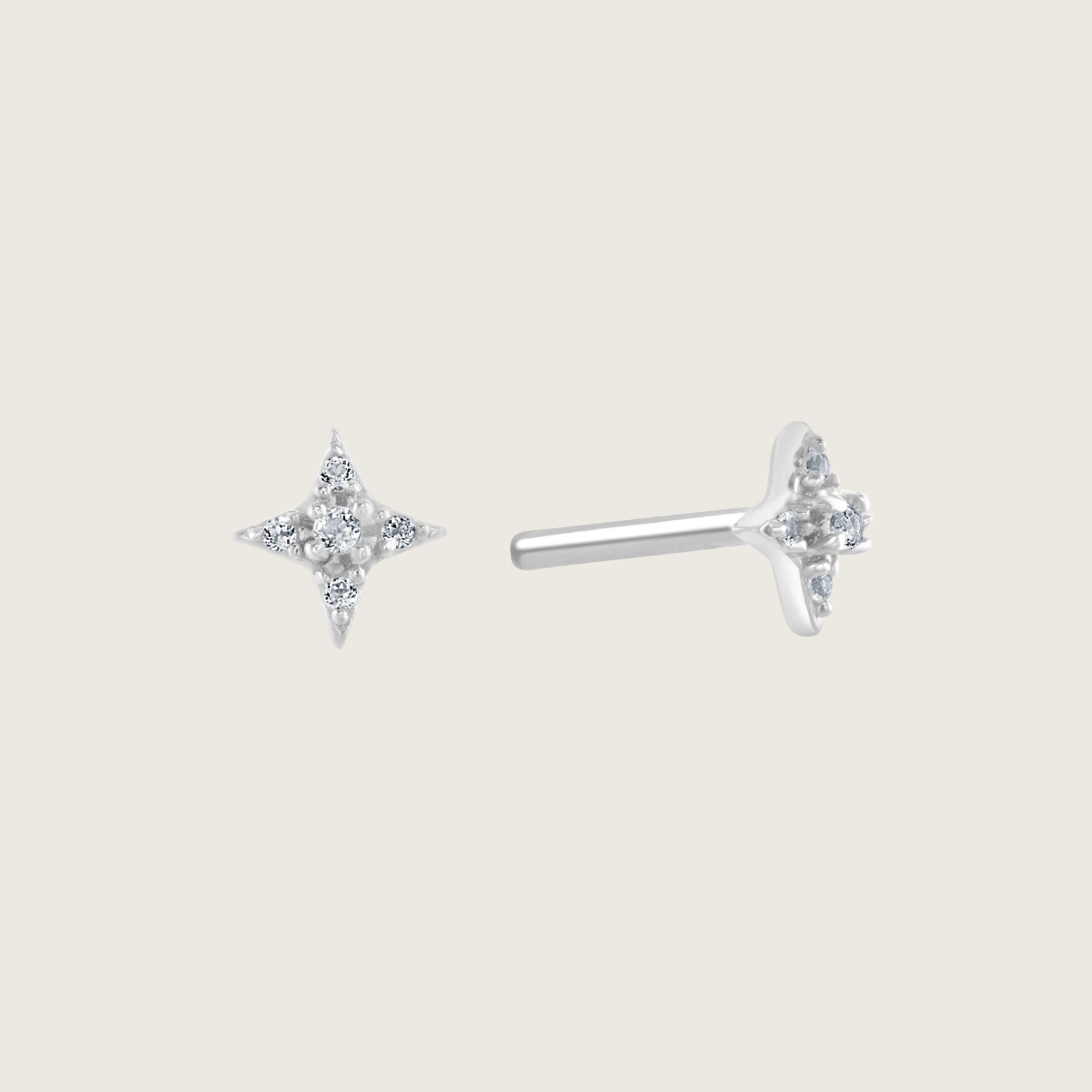 Silver Celestial Star Stud Earrings