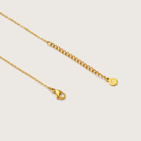 Gold Balaeric Pendant Necklace styled on model showing pendant length